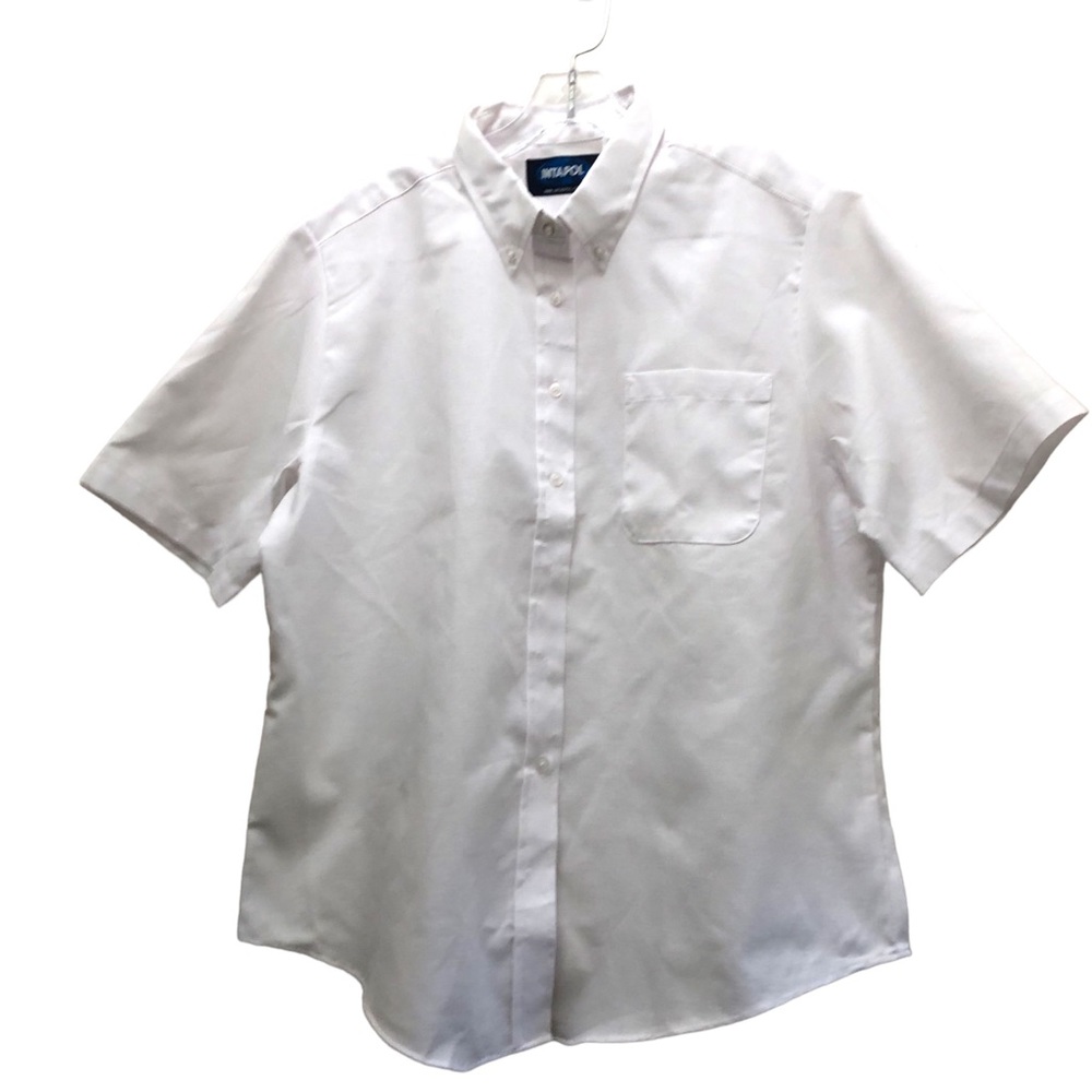 Intapol Short Sleeve Button Down Shirt with Breast Pocket Men's Size L White